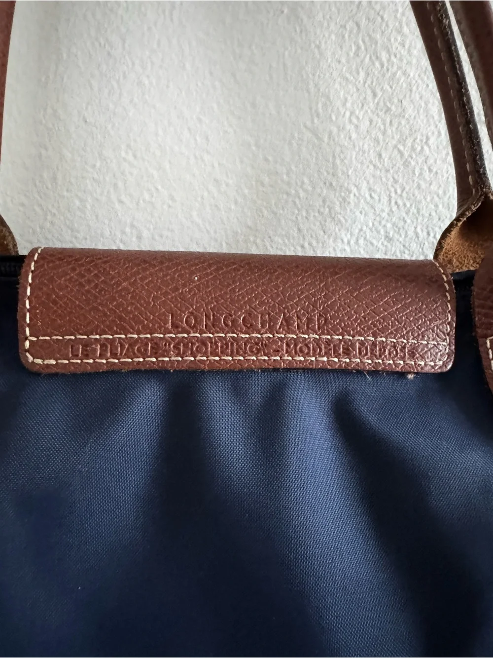 Longchamp Le Pliage Shopping Modele Depose Navy Blue Tote Bag
